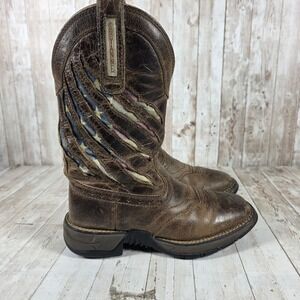 Shyanne Womens Brown Leather American Flag Western Work Boots Size 6.5M